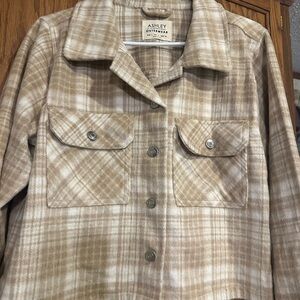 Ashley By 26 International Plaid Utility Jacket - Beige Large Like New